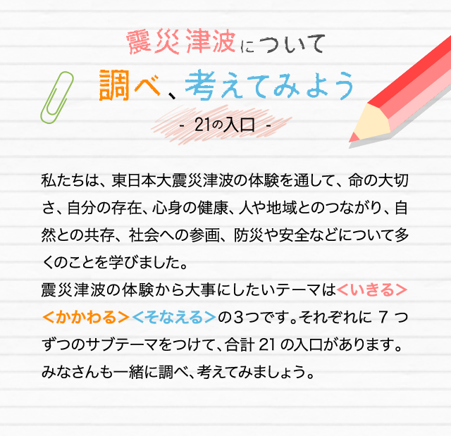 震災について学び・調べ・考えてみよう